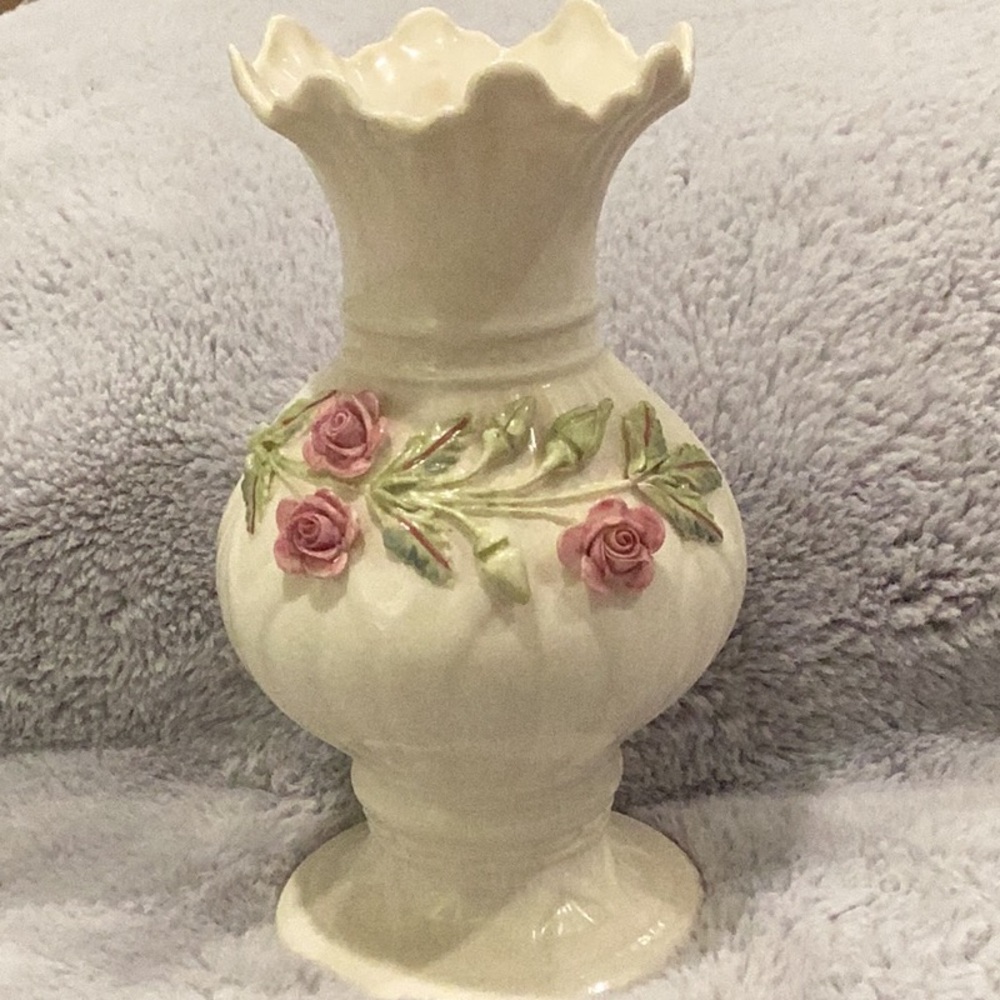 6” Belleek Millennium 2000 Rose Bud Vase